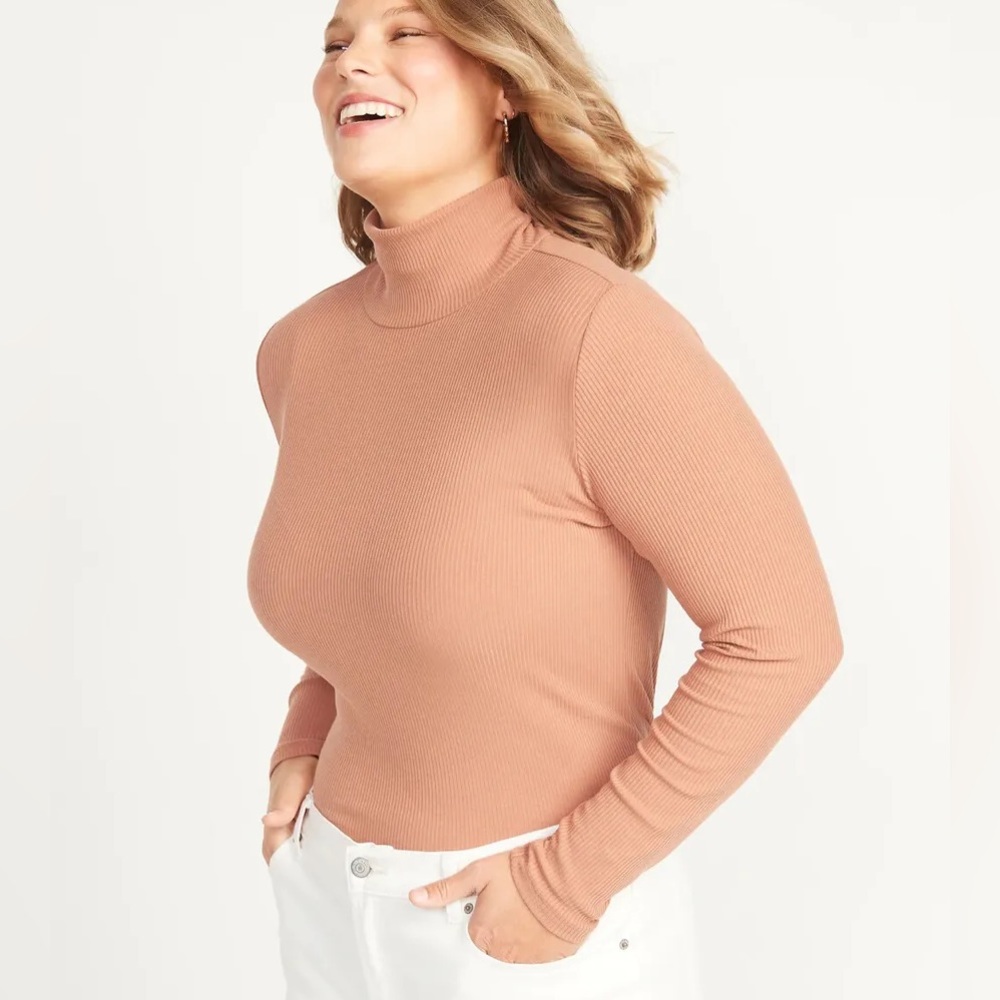 Old Navy Women’s Rib-Knit Long-Sleeve Turtleneck Top in Hickory XXL